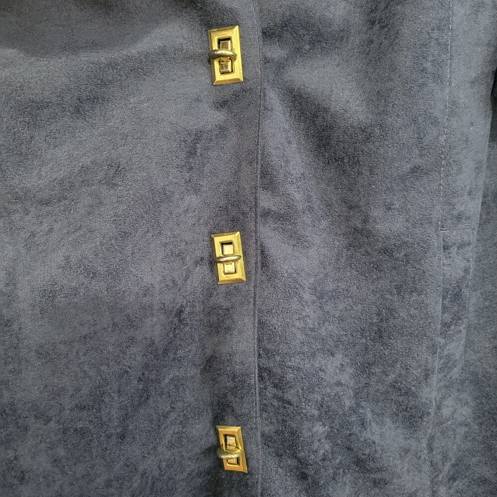 Vintage 70s Cape Style Coat Jacket sz L Blue Gold Retro Campus Intellectual USA - Picture 9 of 9